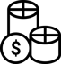 Stacked coins with a dollar sign representing lower cost per part