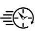 Clock with speed lines representing rapid prototyping for UAV parts