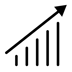 Rising bar chart with an arrow representing scalable additive production
